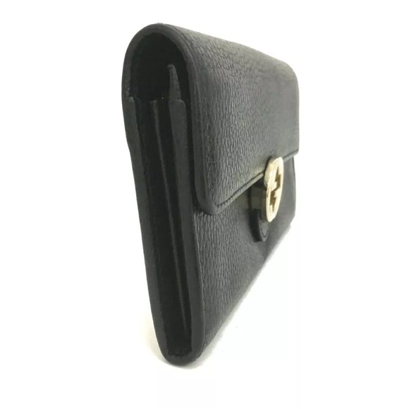 GUCCI Vintage Interlocking G Pebbled Calfskin Continental
Black Wallet Authentic - Picture 3 of 13